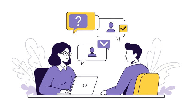 Diverse Team Discussing Ideas and Questions During a Meeting with Laptop