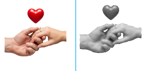 Hands holding heart icon isolated on transparent background