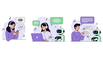 People Interacting with AI Robots for Communication and Learning, Digital Art