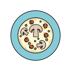 Abstract Blue Circle with Brown Dots and Arrows