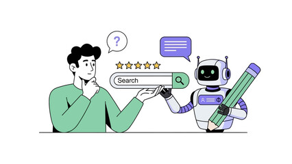 Robot assistant helps user with online search and learning, creating content