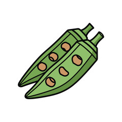 Green Pods with Seeds Illustration