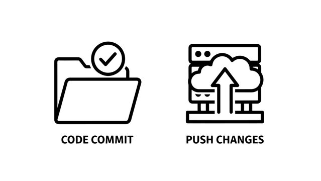 Version Control Code Commit and Cloud Push Changes Icons