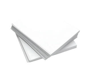 Stacked white paper sheets with a slight shadow, clean and blank