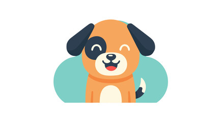 Fototapeta premium Happy Cartoon Dog Flat Vector 