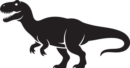 Obraz premium Tyrannosaurus Rex Silhouette Vector IllustrationFierce T-Rex Dinosaur Black Silhouette DesignPrehistoric Tyrannosaurus Rex Icon Illustration