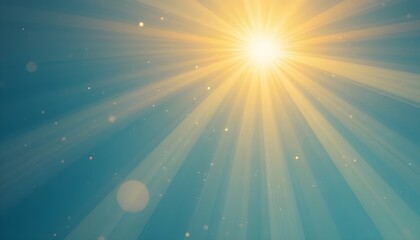 Abstract Orange and Yellow Sunshine Vector Background with Radiant Light Rays and Soft Lens Flare Effects