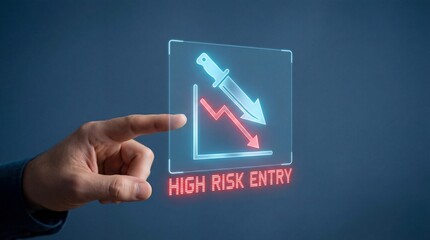A hand interacting with a high-risk investment graphic display