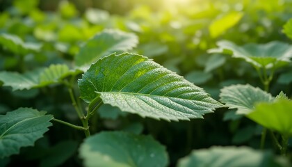 Natural Green Leaves in Summer Garden Creating Fresh Spring Background for Greenery Environment Ecology Wallpaper