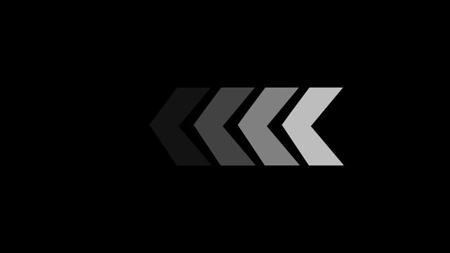 white arrow on black background, Animated Left-directional white arrow for the overlay concept