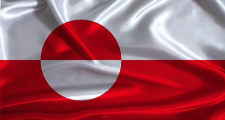 Greenland flag with cloth textured background. National flag of Greenland with realistic texture © IHERPHOTO