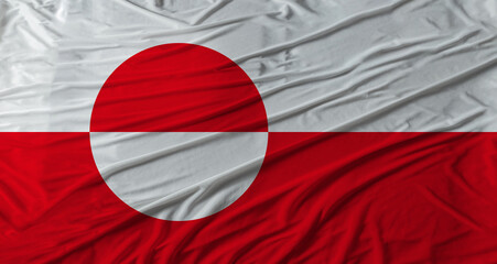 Greenland flag waving. Flag of Greenland with cloth texture © IHERPHOTO
