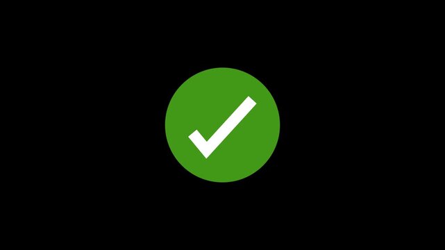 clean Animated reveal of a white checkmark icon in a green circle checkmark, check mark, tick, tick mark, approved, success, confirmation, verified