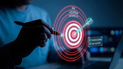 A person targets their audience with precision marketing strategies online