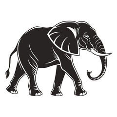 Obraz premium a black and white illustration of an elephant walking to the right side high quality professional