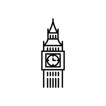 a simple line art illustration of the iconic big ben clock tower