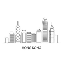 Fototapeta premium a simple line drawing showcasing the iconic hong kong skyline illustration
