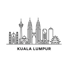Obraz premium a detailed line drawing illustration showcasing the kuala lumpur skyline architecture
