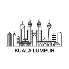 Fototapeta premium a simple line drawing illustration depicting the iconic kuala lumpur skyline