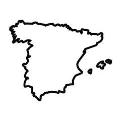 a simple black and white outline drawing depicting the shape of spain © tarek