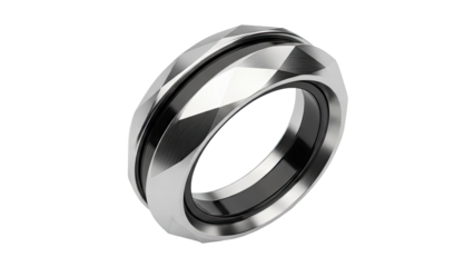 Geometric Faceted Ring with Black Interior