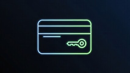 Fototapeta premium A glowing neon card with key icon representing secure digital transactions and access control