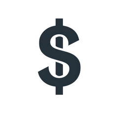 Obraz premium Dollar Sign Icon - Simple Flat Vector Graphic, Isolated on Transparent Background, Minimalist Financial Symbol