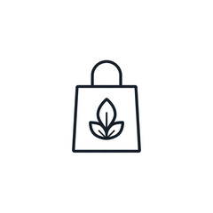 Obraz premium Minimalist Eco Bag Icon with Leaf Symbol - Simple Line Vector Art on Transparent Background