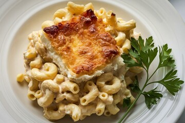 a plate of creamy macaroni and cheese