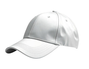A clean white baseball cap with a curved brim and subtle stitching