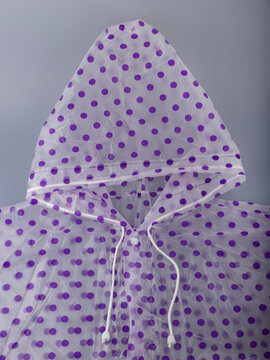Violet Polka-Dot Transparent Waterproof  Raincoat Hood