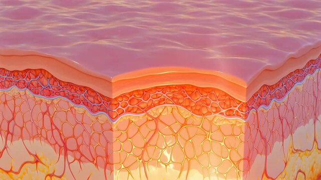 Cross section of human skin layers
