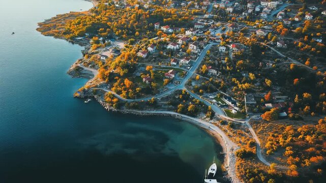 Discovering the picturesque Livadia in Greece under a clear blue sky, Aerial view of the city Livadia in Greece on a sunny dav in autumn