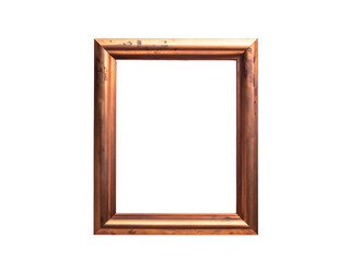 A tarnished bronze rectangular picture frame with subtle texture, isolated on black