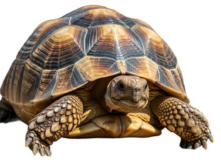 Obraz premium Tortoise with brown and black shell on transparent background isolated