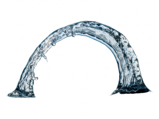 Blue inflatable archway with decorative design isolated on transparent background