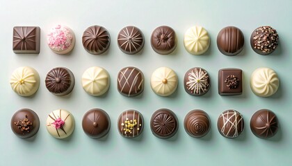 美味しそうなチョコレート・バレンタイン、俯瞰・整列