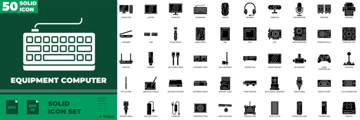 Equipment Computer Solid Editable Icons set