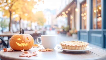 秋のハロウィンカフェ・パンプキンパイとコーヒー
