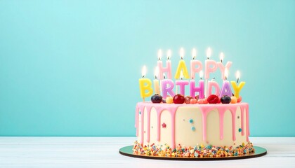 かわいいバースデーケーキ：コピースペース背景素材