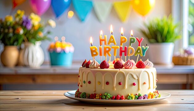可愛いバースデーケーキ・誕生日ケーキの背景素材