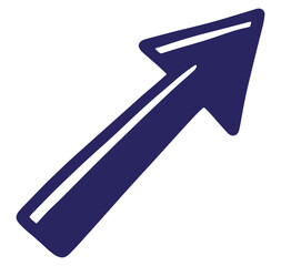 Dark blue upward arrow graphic illustrating direction progress or growth on white background