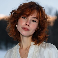 Red Hair Beauty: Cozy Winter Portrait