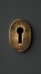 Vintage Brass Keyhole with Distressed Finish on Dark Background