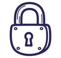 Simple outlined illustration of a classic padlock representing security and protection concepts.