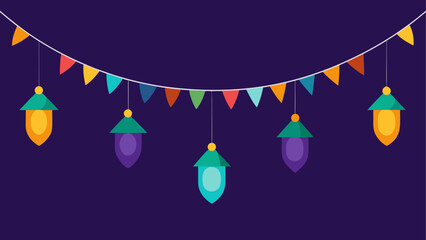 Colorful acorn garland hanging © ROKEY