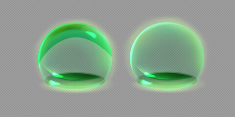 Sphere shield abstract energy protection spheres. Force field globe shell. Dome barrier technology vector set.