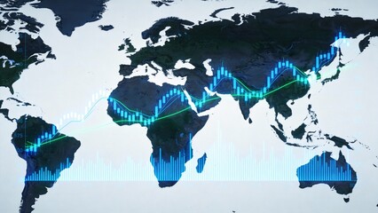 World map with financial data overlay