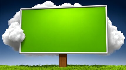 Green billboard towering with sky backdrop power and growth theme confident mood high contrast sunlight bold tone low angle view, Realistic Photo