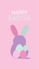 Obraz premium Cheerful Easter Bunny Illustration: A colorful Easter bunny holds colorful Easter eggs. A bright and cheerful Easter message set against a lovely pastel background.